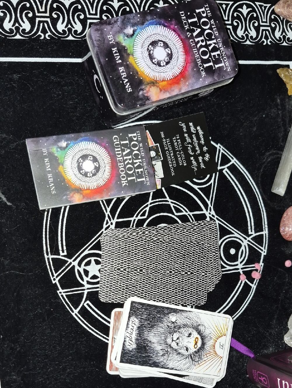 Pocket Tarot Guidebook and Deck - Black with Rainbow Accents
